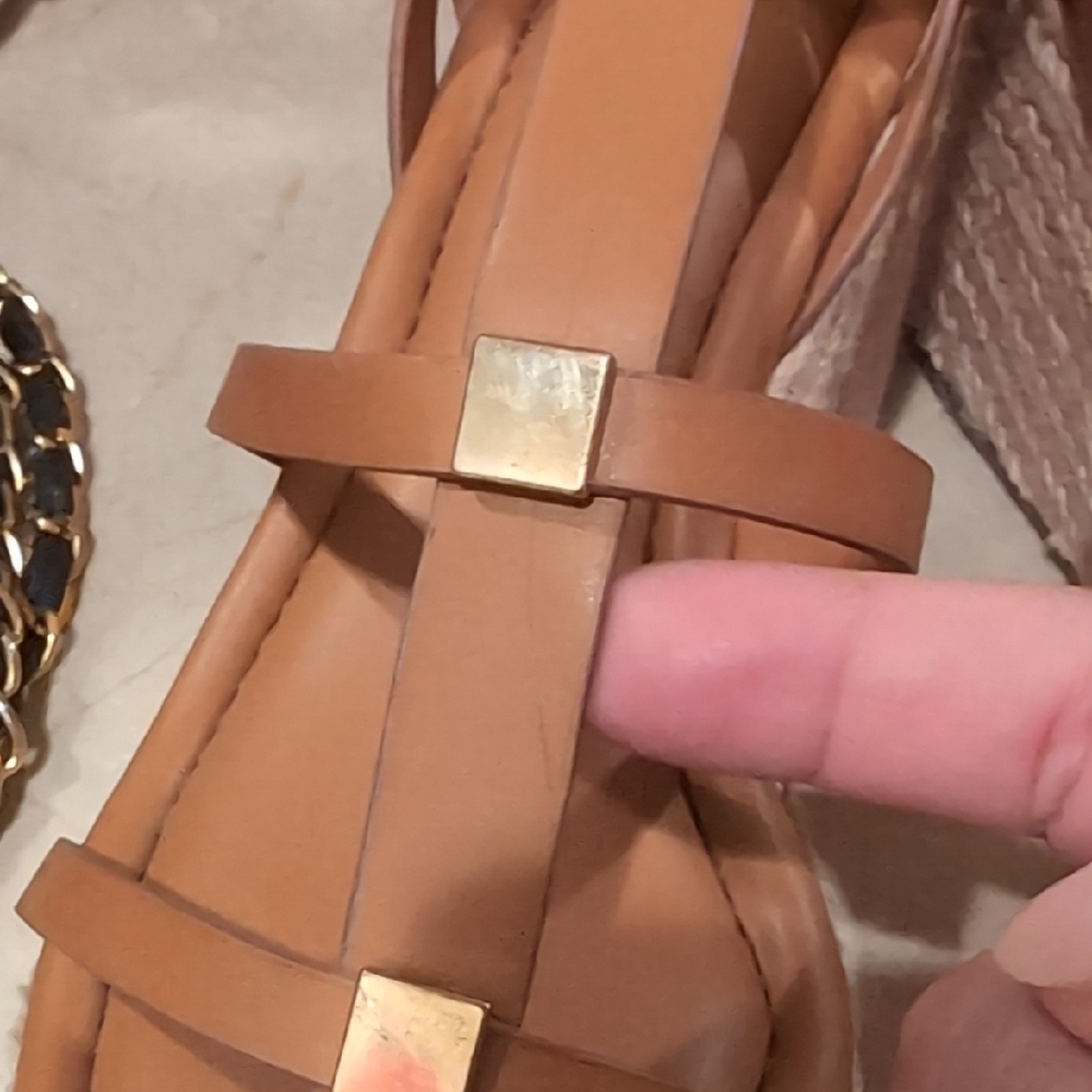 Women's Tan Wedge Sandals - Picture 2 of 6